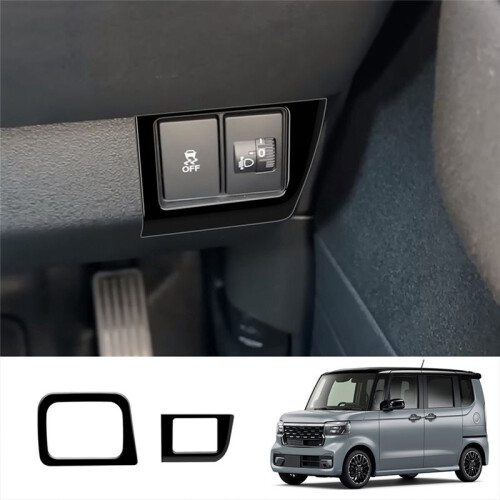 Car ETC Trim Frame Headlight Adjustment Trim Frame ESP Button Trim Frame for  N-BOX 2024 RHD Bright Black 2