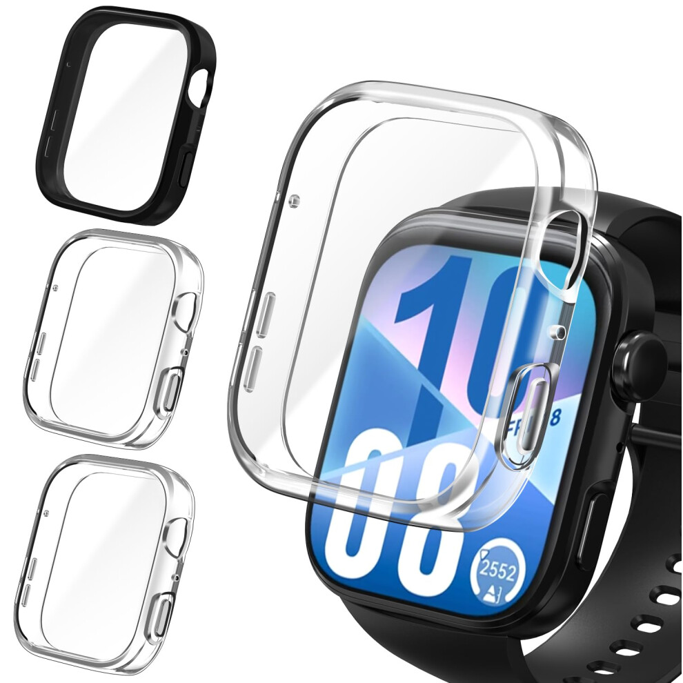 Case With Builtin 360 Screen Protector, Ultra Thin Tpu, 2 Clear And 1 For Huawei Watch Fit 4 Black 9053599545408