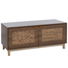 Panca MCW-P54, guardaroba, ripiano per scarpe, MDF melaminico, intreccio giacinto d'acqua 45x100x42 cm ~ marrone