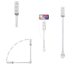 Power Outlet Extender with USBC and USBA, Extendable Swivel Arm for Behind Furniture, Phone Stand