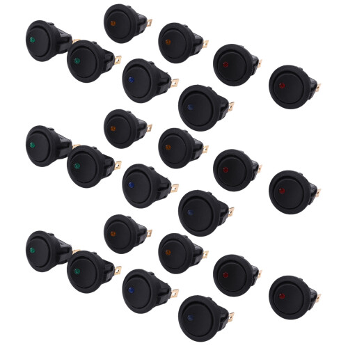 24PCS LED Dot Light 12V Car Auto Boat Round Rocker /OFF TOGGLE SPST