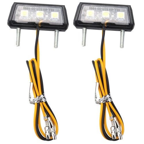 2X Motorcycle Decorative LED Taillight License Plate Light for     White
