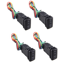 4X 12V Car Dual LED Light Bar /Green -Off Push Button for Prado Reiz Hilux Landcruiser Light Button
