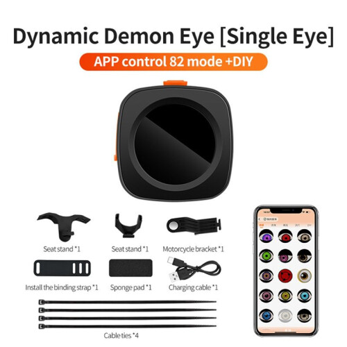 Devil'S Eye Lamp Motorcycle Electric Bicycle Rear Light Rear Mirror Modification APP Contro Eye LED Dynamic Atmosphere,A 1