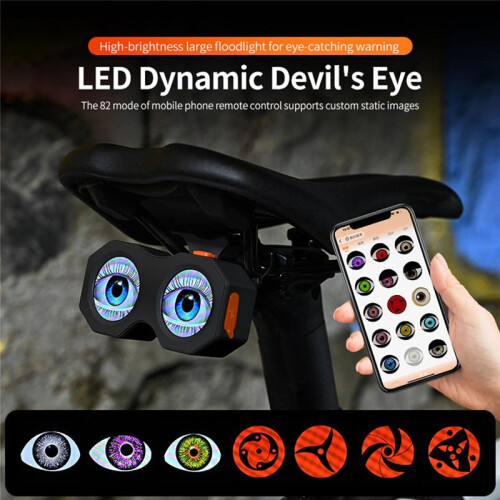 Devil'S Eye Lamp Motorcycle Electric Bicycle Rear Light Rear Mirror Modification APP Contro Eye LED Dynamic Atmosphere,A 2
