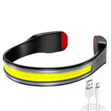 Induction COB Headlight Waterproof LED Headlamp Floodlight USB Rechargeable Torch 3 Lighting Modes with Tail Light