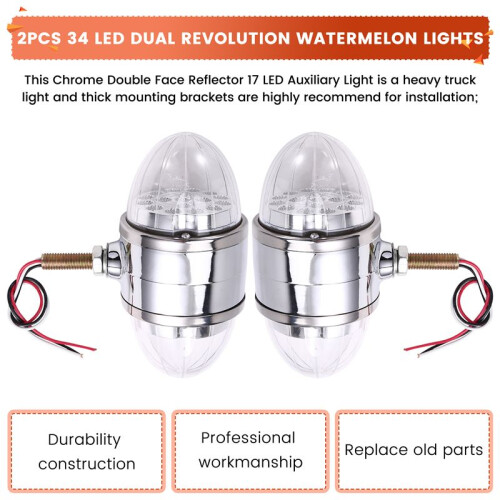 2 Feux Pastèque à 34 LED à Double Révolution pour Éclairage sur Pied Double Face, Clignotants pour Semi-Remorques 1