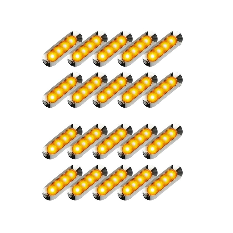 20X Led Trailer Truck Side Lights 4Led Clearance Rv 12V-24V Amber 6034161332223