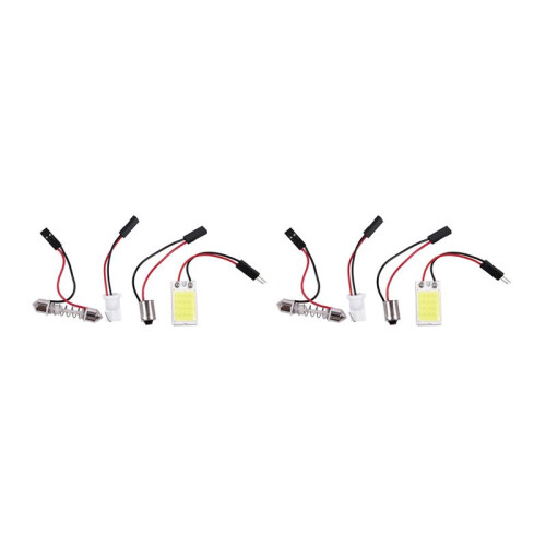 2X Auto Super Bright White 18 COB LED Light Bulb Panel + T10 Festoon Adapters
