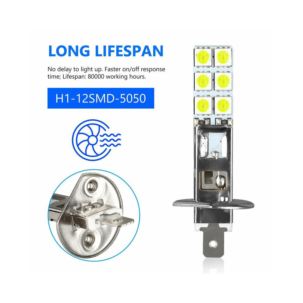 12Pcs H1 6000K Super 80W Led Head Bulbs Kit Fog Driving White/Light 6032382784098