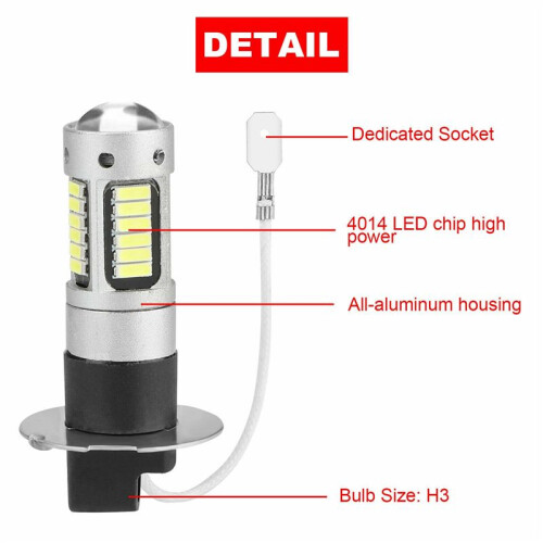 40-Delige H3 Super Heldere LED-Mist DRL-Gloeilampenset 6000K Wit 2
