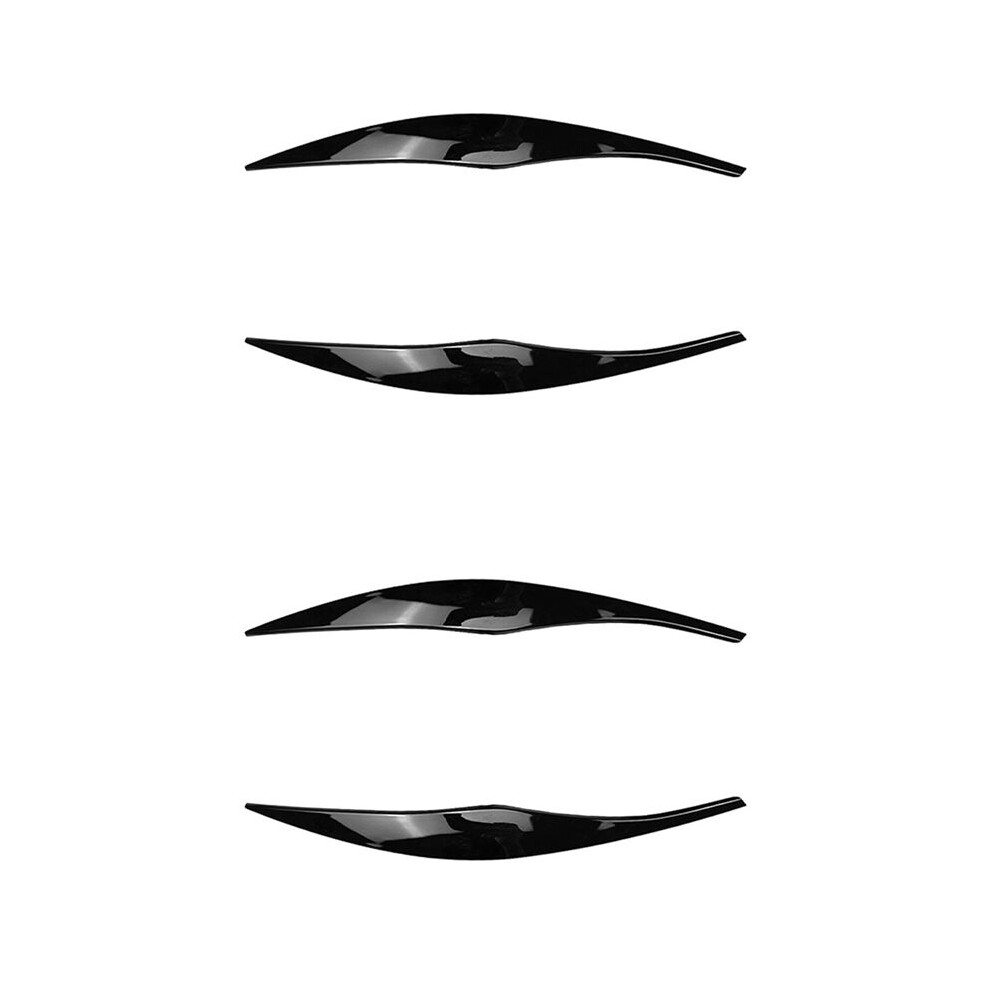 4X For 3-Series E90 E91 320I 330I 2005-2012 Front Headlight Cover Garnish Strip Eyebrow Cover Sticker Glossy Black 6033797234109
