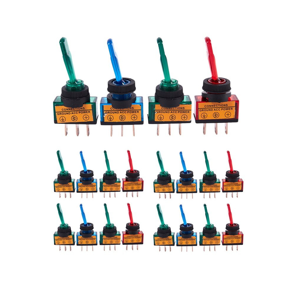 20Pc 12V 20A Illuminated Toggle Control Car Boat Dash Spst /Off Light 6033533280339