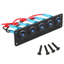 Rocker Panel with 5 -Off Pre-Wired Toggle Switches for 12V 24V Car Vehicle Trailer Truck SUV Marine Boat RV Ship