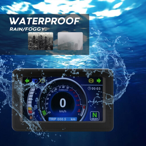 Universal Motorcycle LCD Display Cluster Replaceable Speedometer Multi-Function Instrument for 1,2,4 Cylinder Motorbike