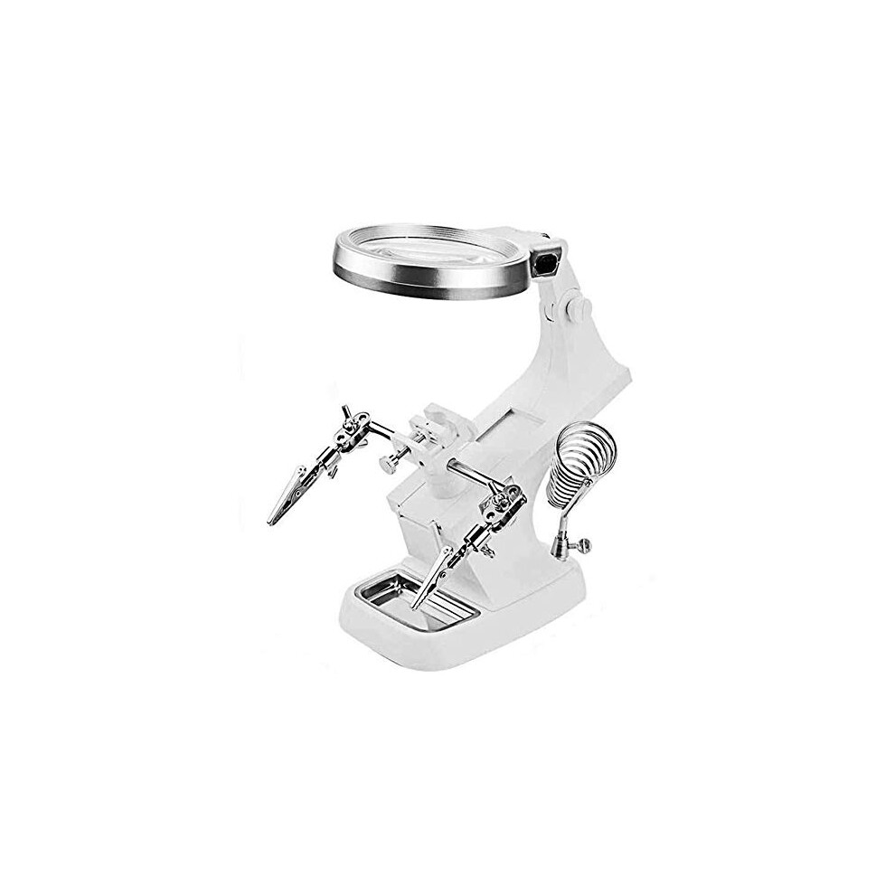 Led Magnifying Lamp With Adjustable Helping Hands And Precision Alligator Clips For Soldering 9169991174327