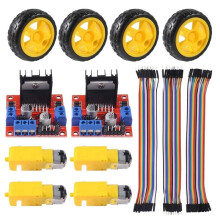 Motor Eléctrico de 4 Piezas de CC de 3 A 6 V con 4 Ruedas de Plástico, Motorreductor de Doble Eje, Kit de Bricolaje para Kit de Coche Inteligente