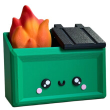 3D Printed Dumpster Fire Desktop Figurine Fun Accessory Ornament Dumpster Fire Pen Holder Gag Gift C