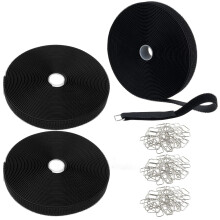 1'x32FT Hook and Loop Straps with 150 Metal Buckles, Reusable Adjustable Cable Ties for HeavyDuty Organization