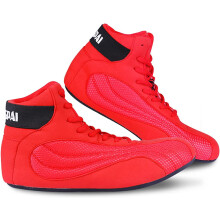 Unisex Boxing Shoes with Traction, Breathable Mesh and NonSlip Sole, Red Suede, 42EU