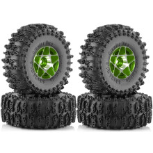 Juego de 4 Neumáticos de Rueda Beadlock de 63 mm y 1,0 Pulgadas para Coche RC Crawler 1/18 1/24 TRX4M SCX24 FCX24, Piezas de Actualización,