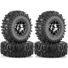 Juego de 4 Neumáticos de Rueda Beadlock de 63 mm y 1,0 Pulgadas para Coche RC Crawler TRX4M SCX24 FCX24 1/18 1/24, Accesorios de Piezas de