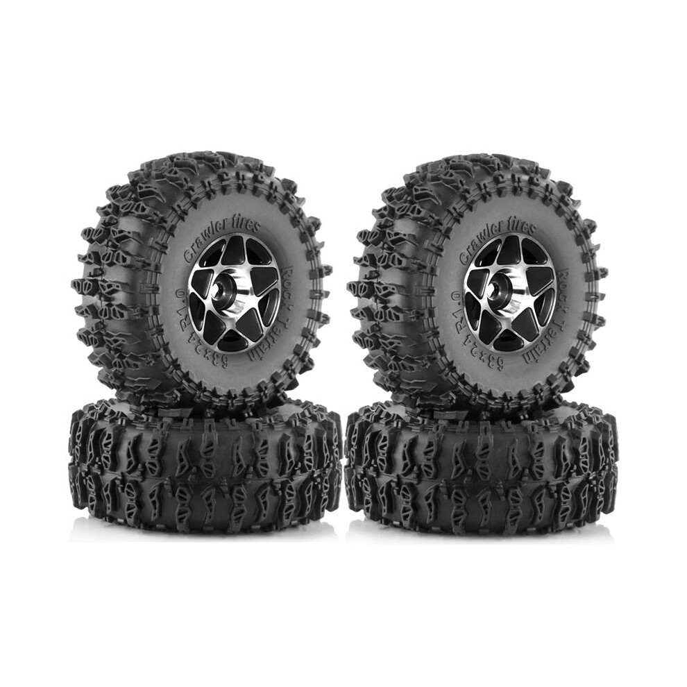 4Pcs 63Mm 1.0Inch Beadlock Wheel Tire Set For 1/18 1/24 Rc Crawler Car Trx4m Scx24 Fcx24 Upgrade Parts Accessories Black 6133495379260
