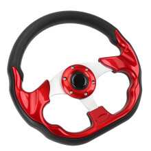 Volante da corsa in PU da 13 pollici, resistente agli urti, facile da montare, rosso elegante, per veicolo.