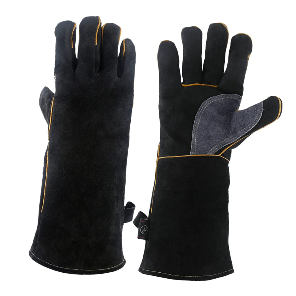 16 Inch Protective Gloves Double Layer Cowhide Leather Heat Insulation Anti Scald Work Gloves 9073542408161