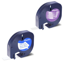 LetraTag Label Tape Refills 12mm x 4m Black on Clear and White Compatible with Dymo LT100H LT100T 200B QX50