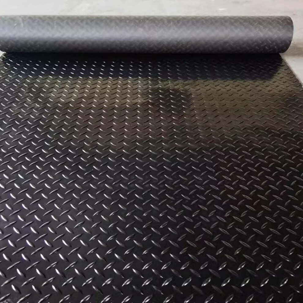 Rubber Garage Floor Mat Diamond Plate Antislip Waterproof Covering Roll 1X1m Black 9169991174686