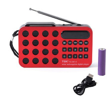 TGK MAKE RELIABLE FM Radio Solar Charging Wireless Radio Support USB TF Card Radio Receiver Red