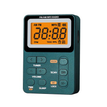 Multifunctional LED Display AM FM Pocket Radio Portable Radio Type-C Charging 3.5mm Jack for Sports Outdoor-Green