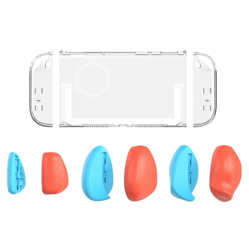 Transparent Shell+Grip Case Kit for Switch2 Game Console Ergonomic Grip Protector Case Shell Cover with Replace Grips C