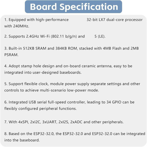 3pcs/Lot ESP32-S3 ESP32 S3  Development, 240MHz Running Frequency, Microcontroller Support C/C++, MicroPython 1