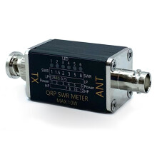 SWR Meter Power Meter 1-30mhz 10W Standing Wave Meter Power Meter 6 LED Indicators Portable SWR Meter RF Tapping SO239