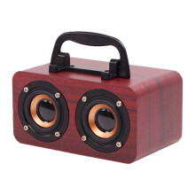 Protable Wooden Speaker 5.0 Dual Channel Stereo with FM Radio, Hi-Fi Sound, TF Card, AUX Support A