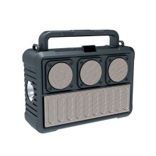 Solar Wireless Speaker Protable FM Radio Speakers Outdoor Speaker with Flashlight Gold