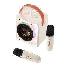 Portable  Karaoke Machine Set  Speaker Colorful Light Surround with 2 Wireless Microphones for Kid Adults B
