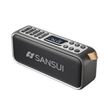 Enceinte Rétro, Stéréo Vintage Portable, Basses Puissantes, Son HD, Appel Mains Libres, Prise en Charge de la Carte TF, Gris