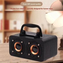 Protable Wooden Speaker 5.0 Dual Channel Stereo with FM Radio, Hi-Fi Sound, TF Card, AUX Support C