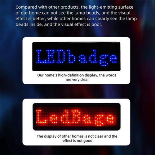 Multilingual LED Digital Badge USB Rechargeable DIY Programmable Text Name Badge Scrolling Tag Sign Module Display C