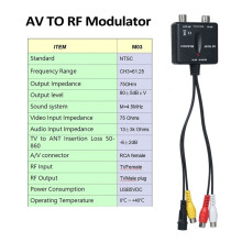 RF Modulator AV to RF Modulator Output NTSC CH3 Channels PLL Controlled VHF Operating Frequency