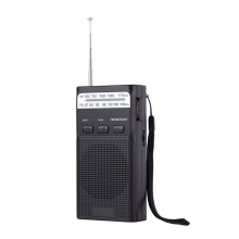 -Taschenradio FM AM Tragbar Wiederaufladbar mit LED-Taschenlampe Unterstützt 3,5-mm-Kopfhörer TF-Karte Schwarz