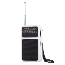 Portable Pocket AM FM Radio 2 Band Stereo Radio Operated Telescopic Antenna Radio with 3.5mm Headphone Jack, White
