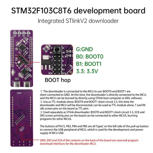 STM32F103C8T6 Development Board System Board Integration ST-LINK V2 Simulation Burner TTL Serial Port Download 1