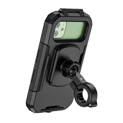 Motorcycle Phone Holder Waterproof Case Motorcycle Mount Double Socket Arm Handlebar Mirror 2