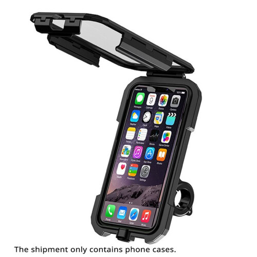 Motorcycle Phone Holder Waterproof Case Motorcycle Mount Double Socket Arm Handlebar Mirror 1