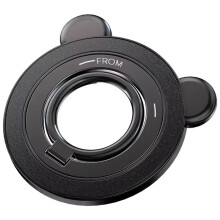 Support Magnétique pour Téléphone Portable avec Anneau Rotatif à 360 et Béquille Rabattable à 90 pour Smartphones, Noir.