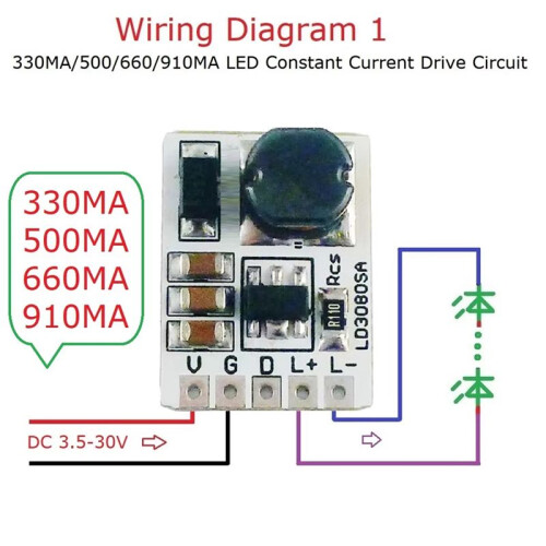 10PCS LD3080SA 20W  3.5-30V Step-Down LED Driver Module - Buck Constant Current Module for Flashlight 330MA 2